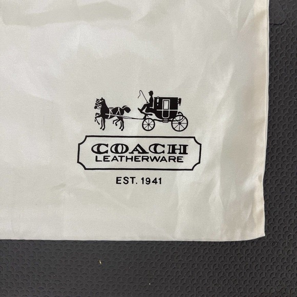 COACH Protective Dust Bag Dustbag Cover Ivory Sateen Brown Drawstring 23 x 19 FS - Picture 2 of 6